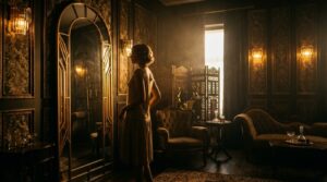 Vestido preto elegante sob luz dourada — Coco Chanel e a lição de identidade e marca pessoal